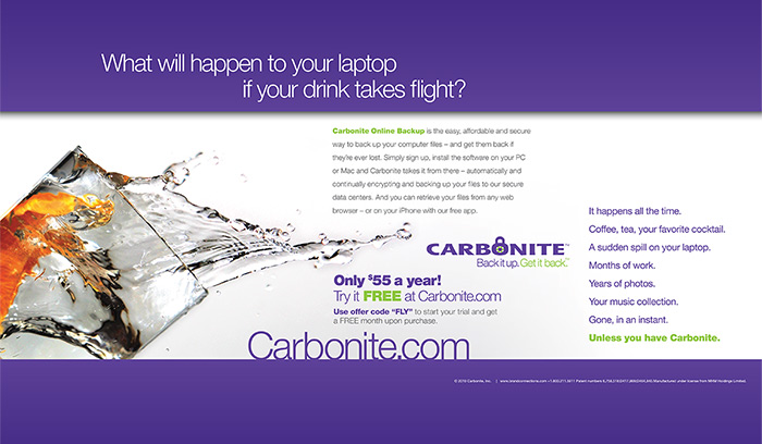 Airline Onboard Ads for Carbonite