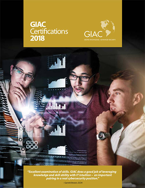 Catalog for GIAC Cybersecurity Certifications 2018