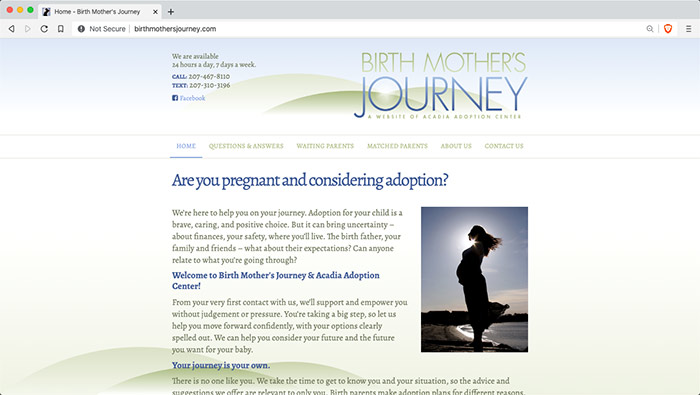 Website for Acadia Adoption Center